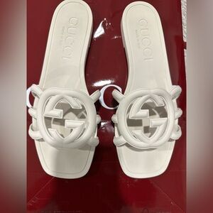 Gucci Ivory Logo Sandals